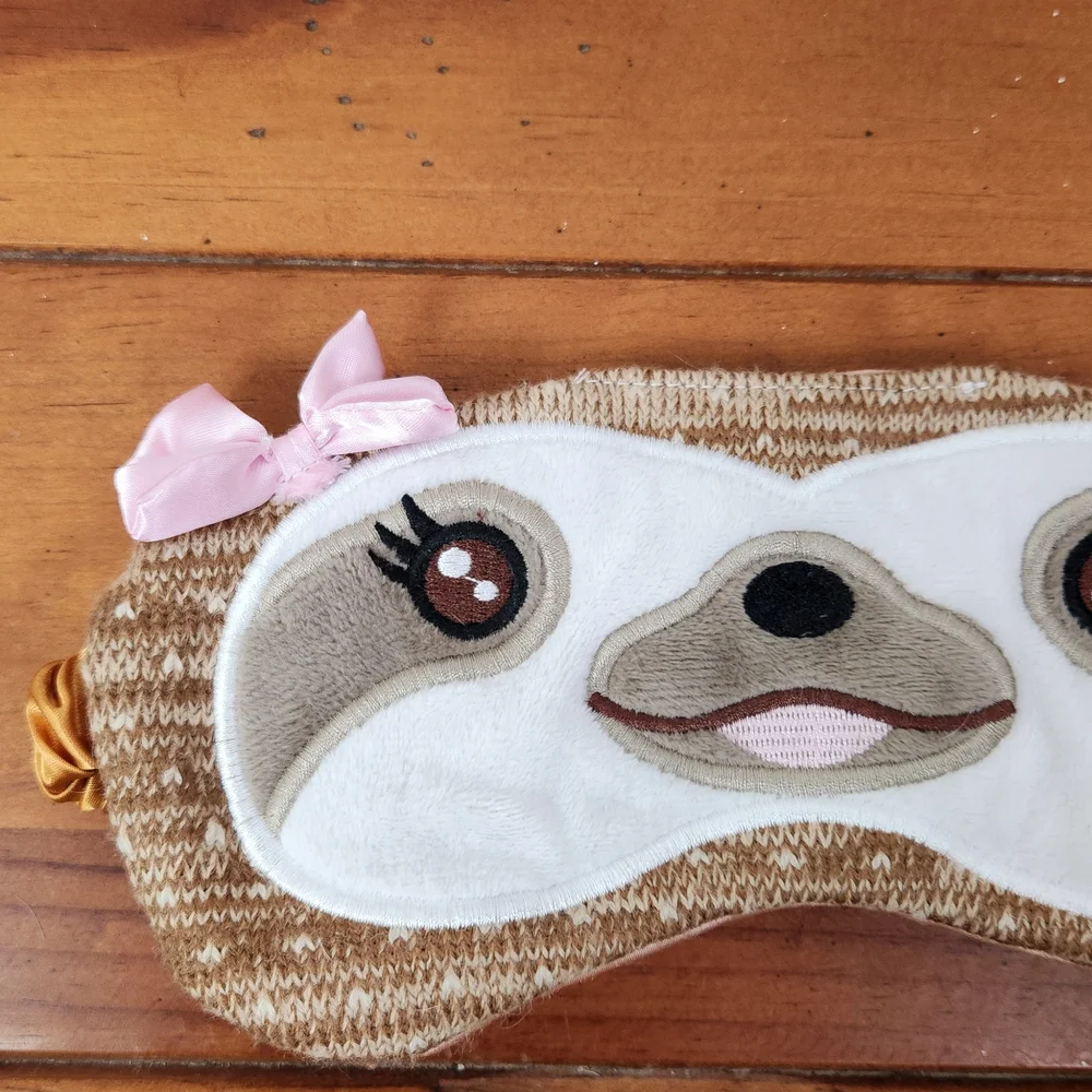 Cute Sloth Sleep Mask with Pink Bow